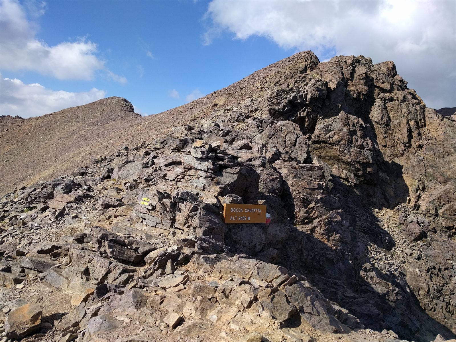 Toppskylt Bocca Crucetta 2452 möh